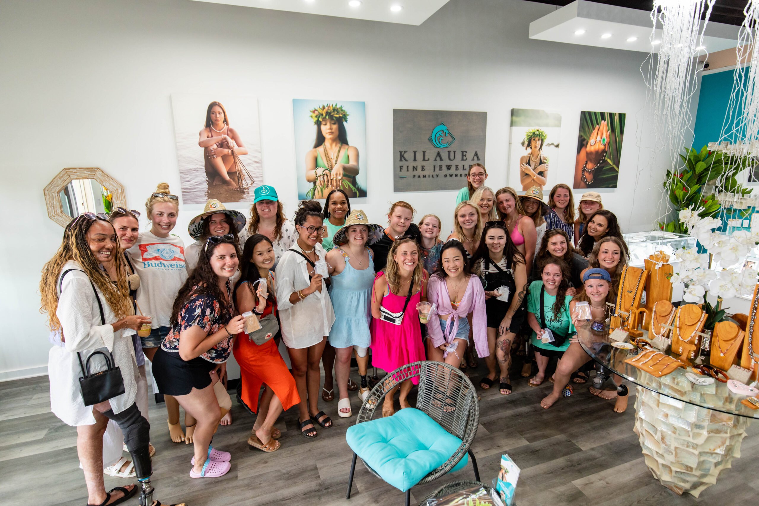 Group photo at Kilauea Fine Jewelry after the attendees got to pick out a piece of jewelry