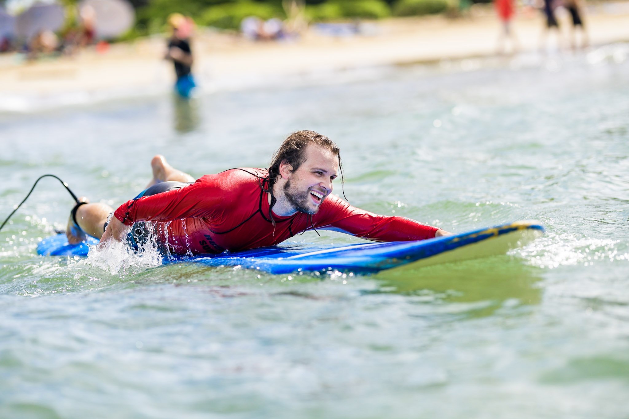 Forge attendee Timo surfing