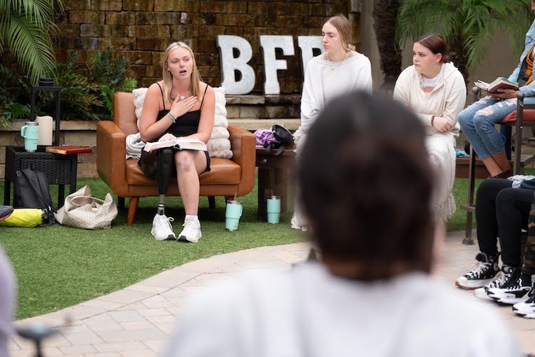 Beautifully Flawed leader and right leg amputee Nan gives a powerful message of hope and share parts of her story with the other girls at retreat.